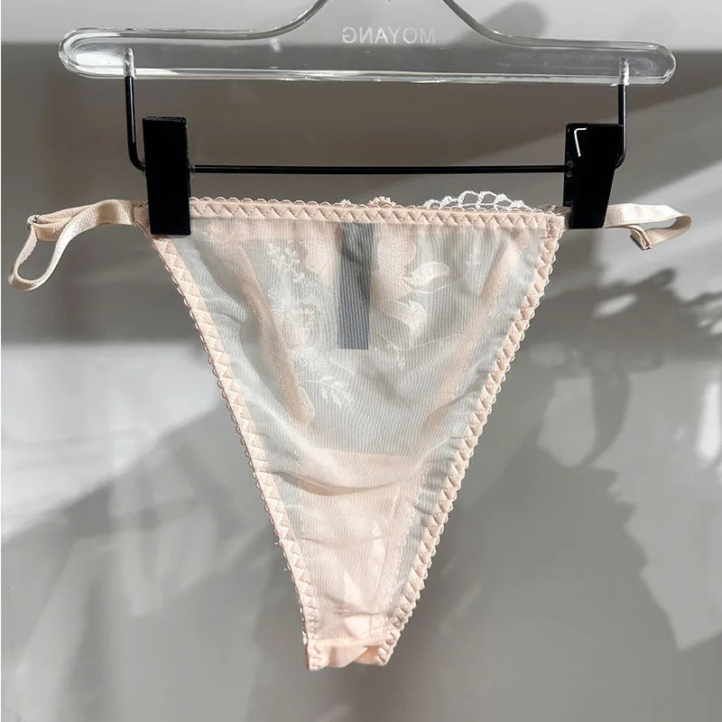 M-XL Luxury Ladies Underwear Floral Embroidery Ultrathin Transparent Lingerie Sets For Women Sexy Push Up Gather Bra Panties