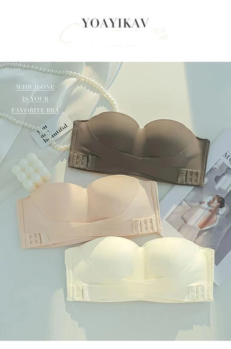 Big Breasts Underwear Sexy Lingerie S-Xl Plus Size Front Buckle Seamless One-piece Bra Cup Invisible Strapless Bra For Women
