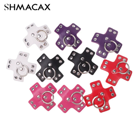 Women 1Pair Sexy Leather Cross Nipple Cover Reusable Breast Stickers Self Adhesive Nipple Pasties Nipple Covers Bra AccessoriesW