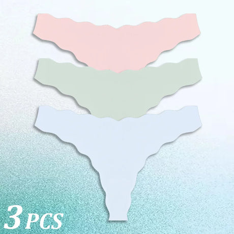 3PCS Women Seamless Panties Wavy Design Ultra-thin Panties Women Ice Silk Underwear Sexy Panty Low Waist G-string Female Solid