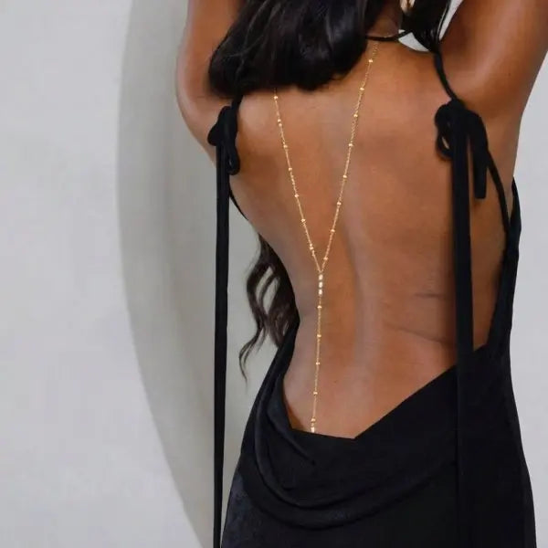 Simple Multilayer Rhinestone Back Chain Necklaces for Women Sexy Metal Shiny Crystal Bikini Waist Chain Body Chain Jewelry Gifts