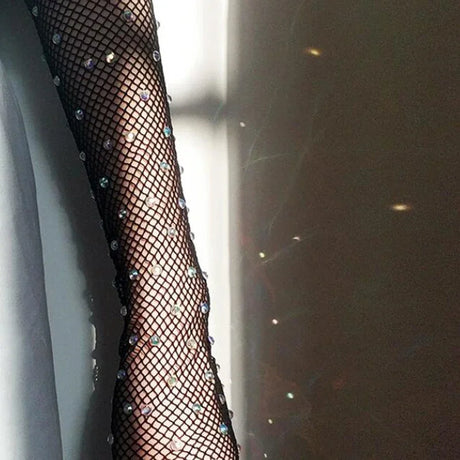 Sexy Elastic Mesh Gloves With Colored Flash Diamonds Bungee Stage Performance Hollow Fishing Net Punk Hiphop Women's Gloves R51