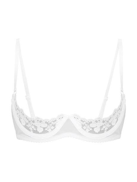 Women's Sexy Open Cup Bra Tops Sheer Floral Lace Underwire Push Up Bralette Cupless Lingerie Exposed Breast Underwear Nightwear