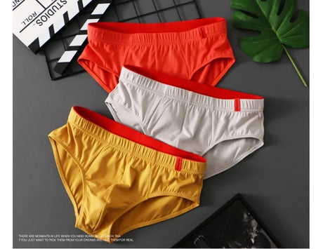 1/3 PCS Solid Cotton Briefs Men's Convex Pouch Panties Youth Fasion Low Rise Breathable Men's Comfortable Underwear Solid Color