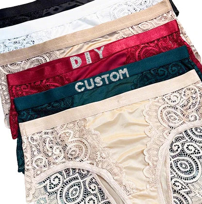 DIY Name Thong with Lace Silver Crystal Letters Hot Custom Thong Name Lace String Customized Women Underwear Personalized Gift