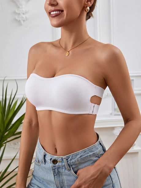 Solid Strapless Wireless Women's Bra Bralette Side Clasp Push up Bra Breathable Back Comfort Unpadded Bras