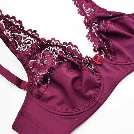 Womens Bra Sexy Lingerie Plus Size Bras Floral Lace Underwire Brassiere BH Tops Perspective Female Underwear B C D E F Cup