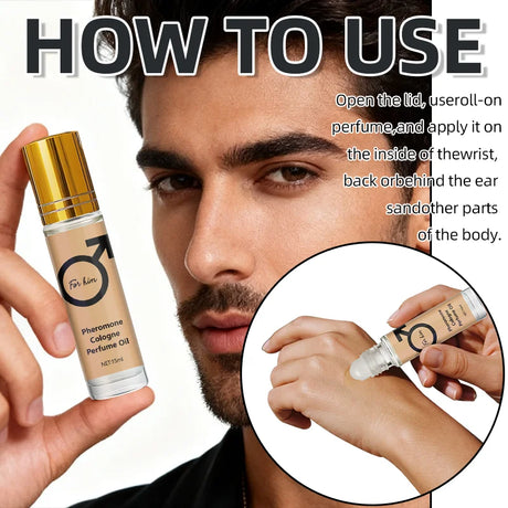 Lemonfay Pheromone Cologne Oil for Men Roll On Perfume Long Lasting Fragrance Portable 15ml Eau De Toilette for Daily Date