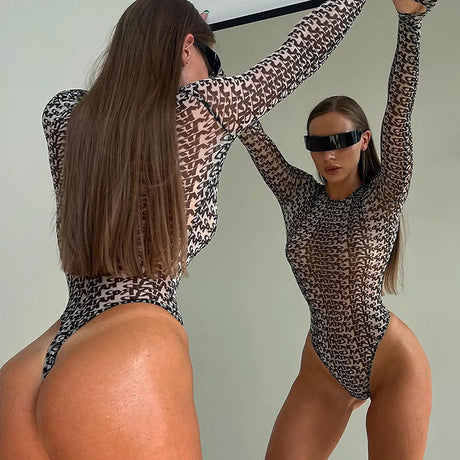 Sexy Bodysuit Lingerie Long Sleeve One-Pieces Bustier Slim Fit Corset Tops Women Y2k Clothes O-Neck Lenceria Femenina Streetwear