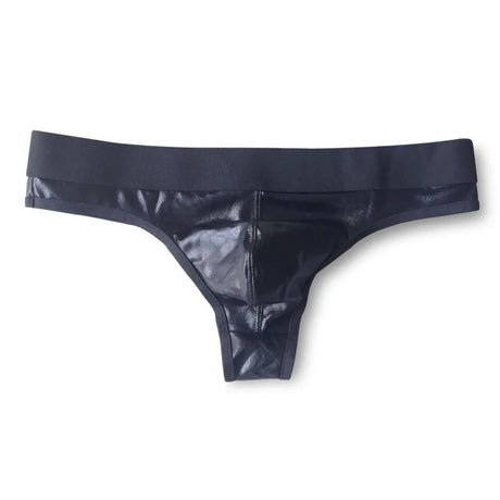 1pc Men Lacquer Leather Sexy Thong Nightclub Gay Sissy Breathable Pouch Underwear Underpants High Stretch Panties G-String