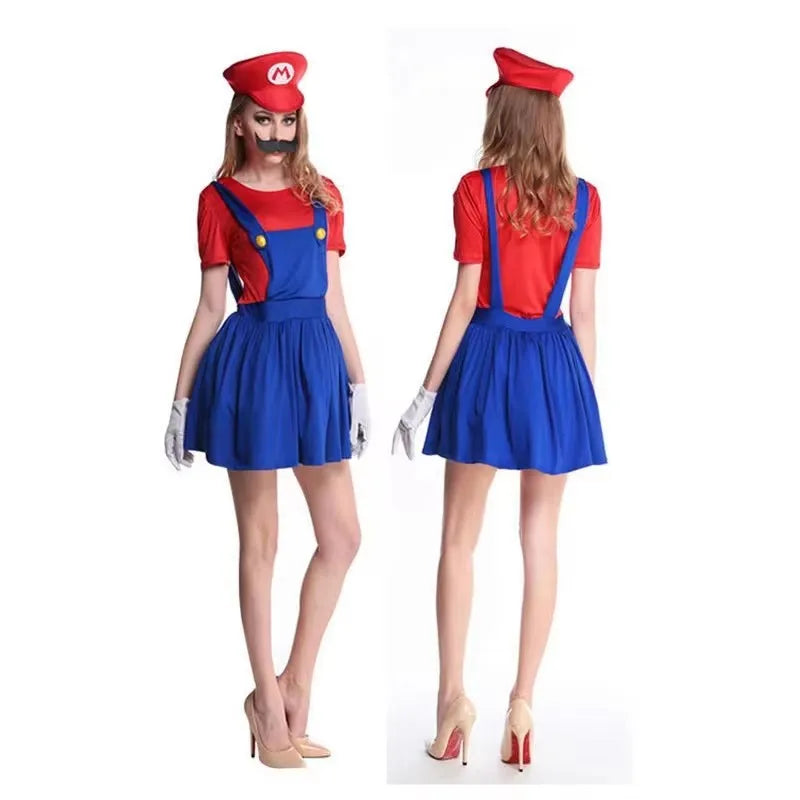 Game Luigi Brothers Uniform Set Cosplay Costumes Funny Anime Adult Men Jumpsuit Woman Dress Halloween Costume