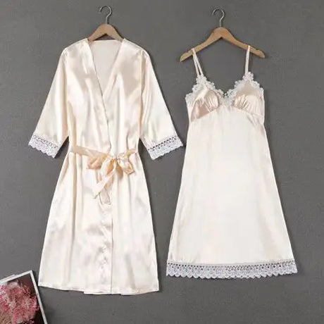 Sleepwear Sleep Suit Sexy Womens Lace Pajamas Sets V-Neck Satin Pijamas Intimate Lingerie Spring Nightwear Home Wear PJS