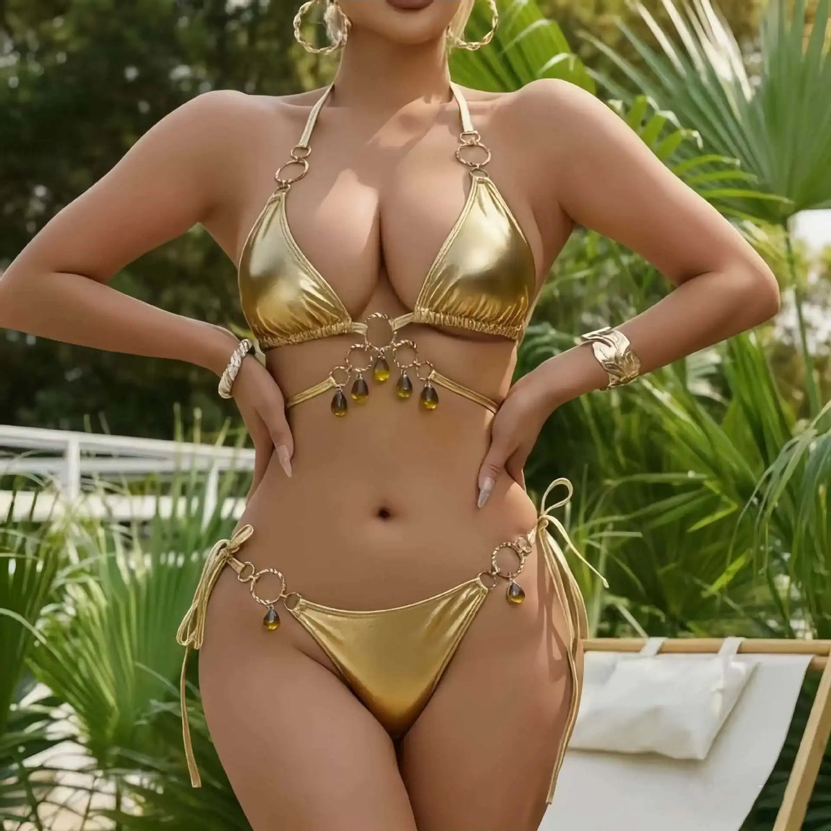 New 2026 Luxury Rhinestones String Bikinis Set Women Summer Beach 2 Piece Swimsuit Female Triangle Swinwears