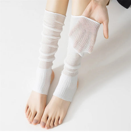 Women's Socks High New Summer Fashion Stockings Basic Women Leg Warmers Japanese Style Cotton Thin Girls Knee Socks Simple Long