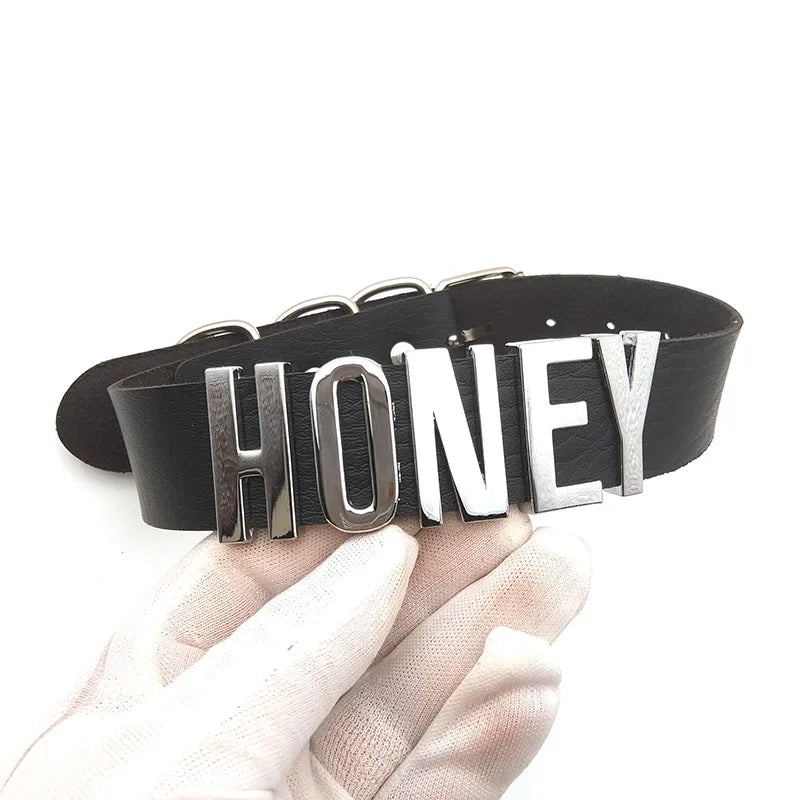 30MM Soft Faux Leather Collars Goth Sexy Customized Letters MEOW Choker Necklace Punk Personalized Role Age Cosplay Jewelry