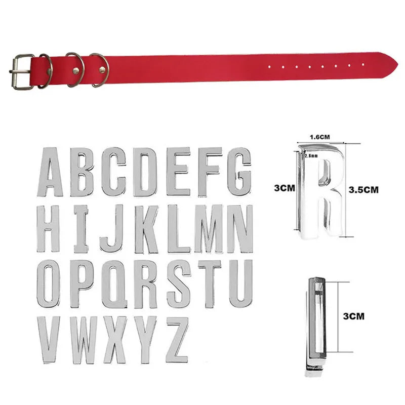 Punk Red PU Personalized Custom Letters Collars Choker Necklace Sexy Customized Name Buckle Chocker Jewelry