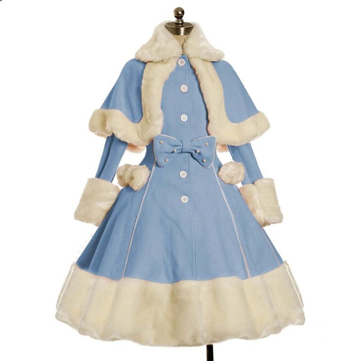 Thicken Christmas Dress Xmas Cloak Princess Cosplay Costume Red Winter Dress Women Long Sleeved Gown Furry Anime Role Outfit
