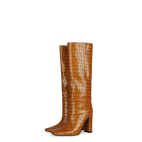 2024 NEW Fashion High Tube Knee High Boots 10cm/6.5cm Thick Heel 21 Colors Women Short Plush Boots Size 45 Winter Leather Shoes
