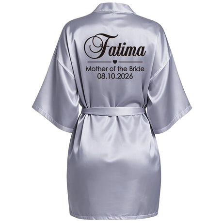 Customized Name Date Wedding Bathrobe Faux Silk Bridal Robe Bride Bridesmaid Wedding Robes Woman Bachelorette Hen Party