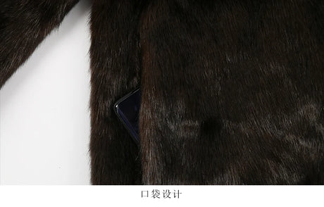 Nerazzurri Autumn Winter Extra Long Thick Warm Brown Fluffy Faux Mink Fur Coat Women Luxury Elegant Chic Furry Overcoat 2024