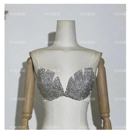 New Internet Celebrity Diamond Studded Bikini Tops, Bras, Stage Performance Costumes, Sexy Luxury Bras, And Chest Accessories