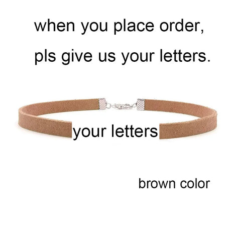 DIY Personalized Rhinestone Letter Custom Name Necklace Black Velvet Leather Choker Collar Neck Jewelry Friends Family Gifts
