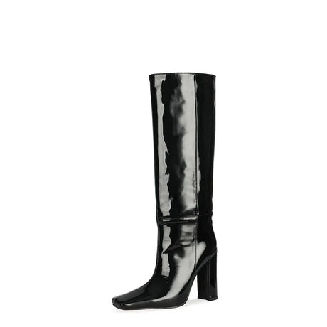 2024 NEW Fashion High Tube Knee High Boots 10cm/6.5cm Thick Heel 21 Colors Women Short Plush Boots Size 45 Winter Leather Shoes