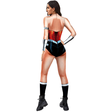 Zawaland Justice Wonder Costume Woman Cosplay Movie Bodysuit Party Sexy Jumpsuit Superwoman Stage Performance Zentai Outfits