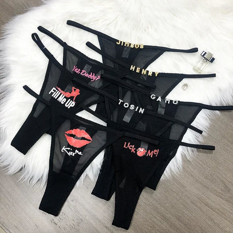 Custom Thongs Crystal Name Letter Women Sexy Underpants Erotic G-String Panties Personalized Underwear Girl Friend Hot wife Gift