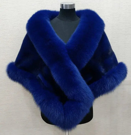 White Fur Shawl Women's Jacket Autumn Winter Faux Mink Fox Fur Dress Cheongsam Cloak Coats New 2026 Thicken Warm Short Outwear