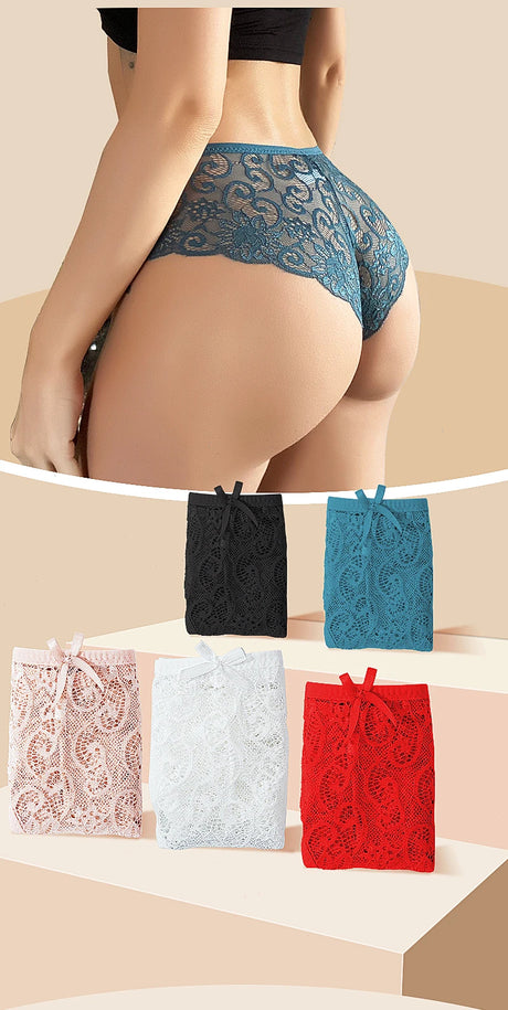 Women's Panties Sexy Lace Transparent Underwear Hollow Out Female Low Waist Briefs Breathable Lingerie Intimates Underpants