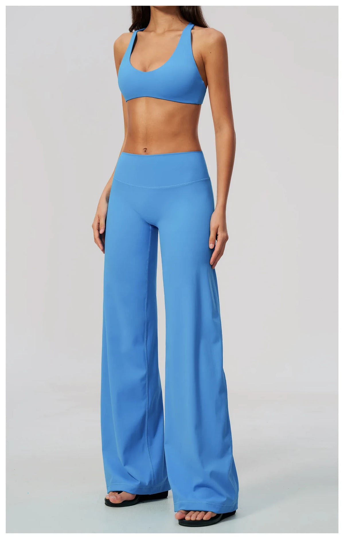 Women's 2/3Pcs Yoga Set Zip Jacket Sports Bra Cross Back Wide Leg Flare Pants Push Up Gym Set Workout Running Fitness Activewear