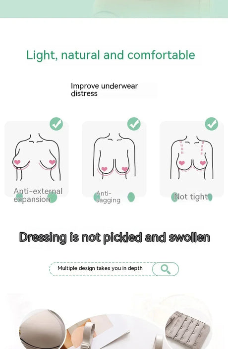 Mom Brassiere Without Steel Ring Breathable Gathered Ladies Underwear Non-magnetic Thin Cup Glossy Obese Female Ladies Bra