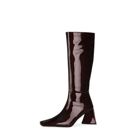 2024 NEW Fashion High Tube Knee High Boots 10cm/6.5cm Thick Heel 21 Colors Women Short Plush Boots Size 45 Winter Leather Shoes