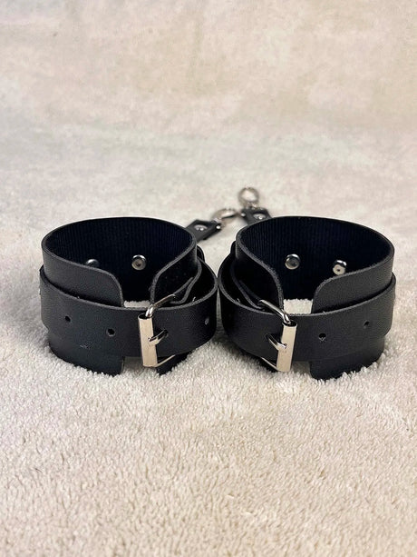 2PCS PU Leather Bracelet Bondage Leather Handcuffs Buckle Adjustable Vintage Punk Clothing Ankle Cuffs