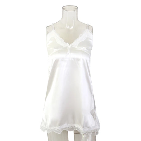 Women Sexy Lace V-neck Sleepwear Suspenders Nightdresses Female Sleeveless Nightwear Sleep Nightdress For Ladies