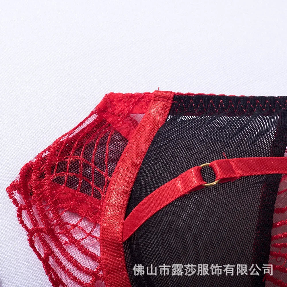 Tornova Erotic Lingerie Lace See-through Patchwork Hollow Body Shaping Gather Together Women Delicate Intimate Mesh Intimate Bra
