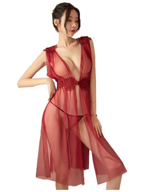 Tube Chemise Women's Long Silk Lace Slip Dress with Tie Back Casual and Sexy Bathrobe Womens Solid Silk Pajamas Nightwear