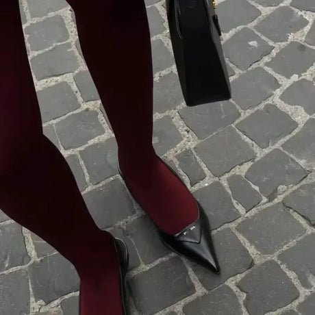Vintage Red Velvet Tights Thin Summer Sheer Pantyhose Slimming Daily Wear Stretchy Comfortable
