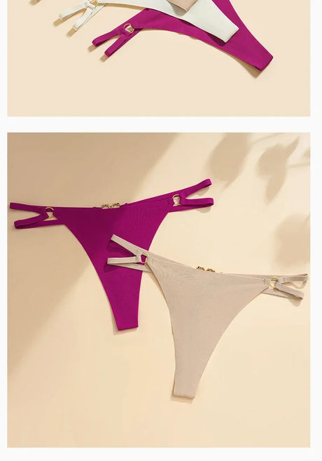 Women’S Low Rise Thong Sexy Panties Double Love Buckle Strap G-String Sports Thongs Breathable Underpants for Fine Womens Белье