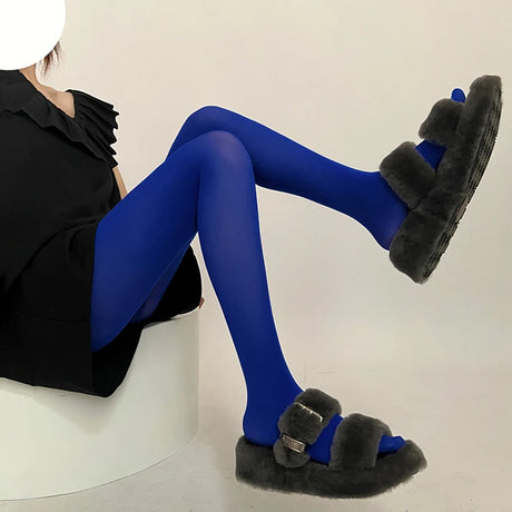 Sweet Girls Colorful Elastic Long Hosiery Stockings Women Candy Color Sexy Tights Spring Autumn Warm Velvet Seamless Pantyhose