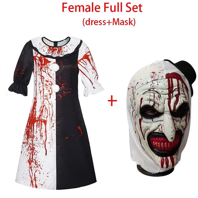 Art The Clown Cosplay Costume Terrifierr 3 Bloody Outfits Killer Clowns Jumpsuits for Halloween Carnival Party Horror Costumes