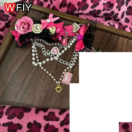 Women Thigh Garter Heavy Ornate Shibuya Spicy Gal Cute Rhinestone Hair Clip Gyaru Maximalist Accessory For Yukata Photoshoot