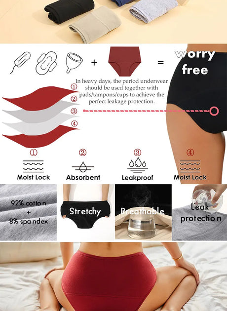 1Pcs Sexy Leak Proof Menstrual Panties Physiological Pants High Waist Women Underwear Period Comfortable Waterproof Briefs