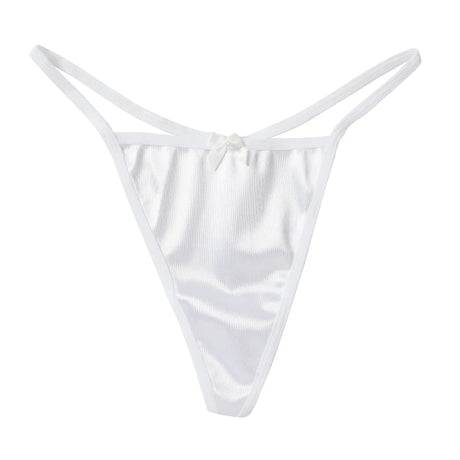 1/3Pcs Women Satin Thong Underwear Sexy Low Waist Bow G-string Cotton Crotch T-back Panties M-2XL
