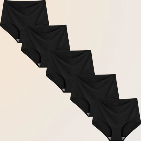 FINETOO 5Pcs Women's Panties Seamless Underwear Invisibles Briefs High Waist Full Coverage Breathable Moisture Wicking Underpant
