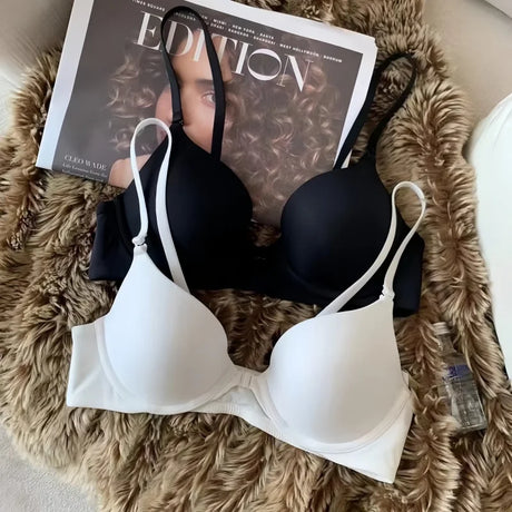 Front Closure Bras For Women Fixed Cup Plunge Bra Soft Underwire Seamless Underwear Sexy Lingerie Small Cup Intimates S-XL