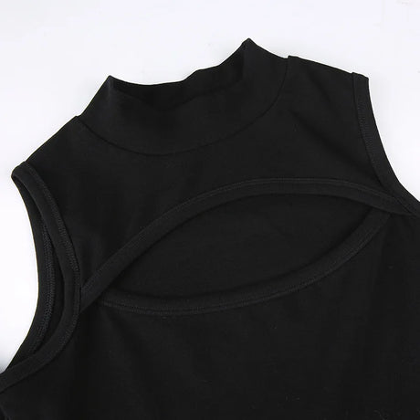 High Fashion Women’s Long-sleeved Bodysuit Solid Color Hollow Off-shoulder Half High Collar Jumpsuit