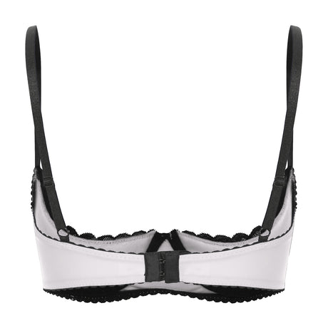 Women Sexy Open Cups Bra Exposed Nipples Lingerie Tops Adjustable Straps Underwire Lace Push Up Brassiere Underwear Nightwear