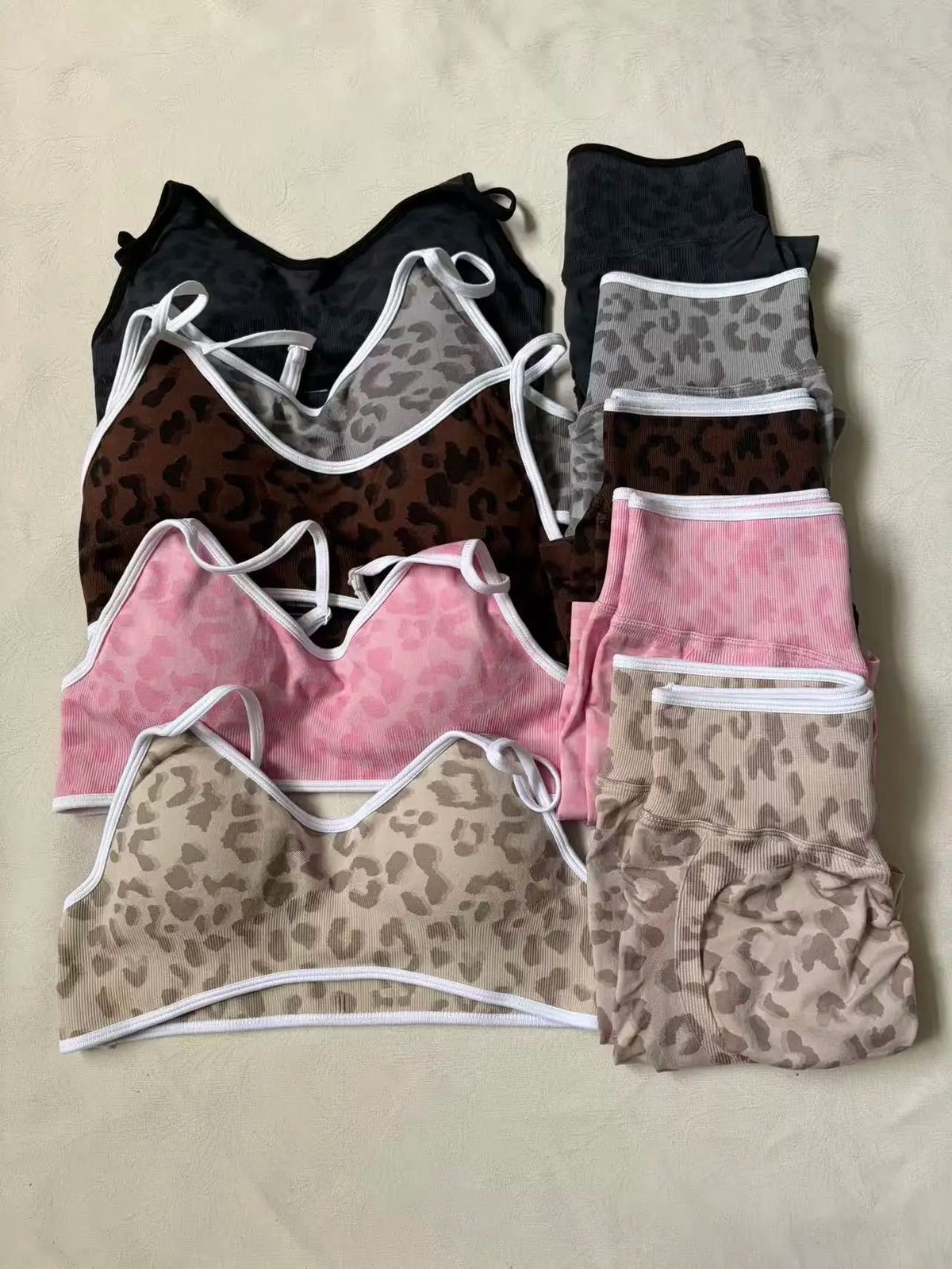 LOGO 2pcs High Quality Yoga SetNew Leopard Print Sports Underwear, Shockproof Butt Lift Workout Sports Trousers Women Activewear